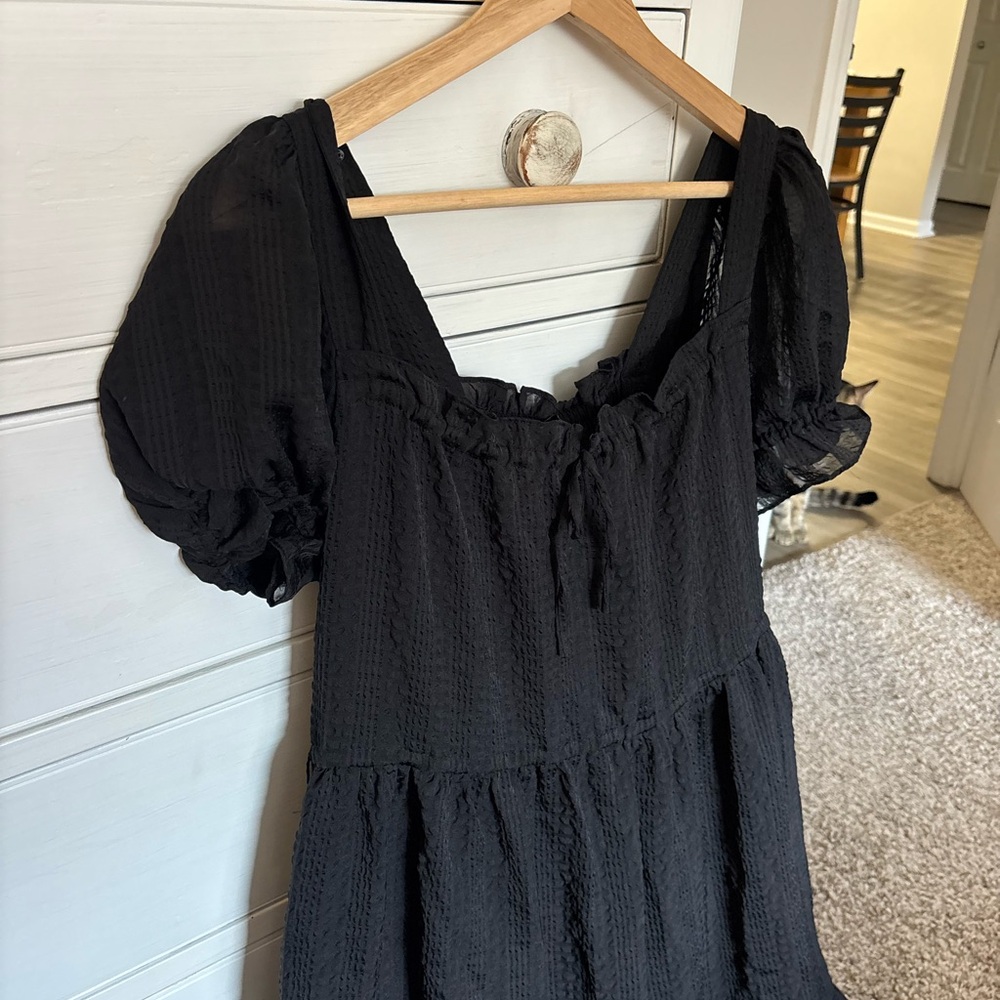 Madewell Square-Neck Tiered Midi Dress in Textured Seersucker black - Picture 5 of 7